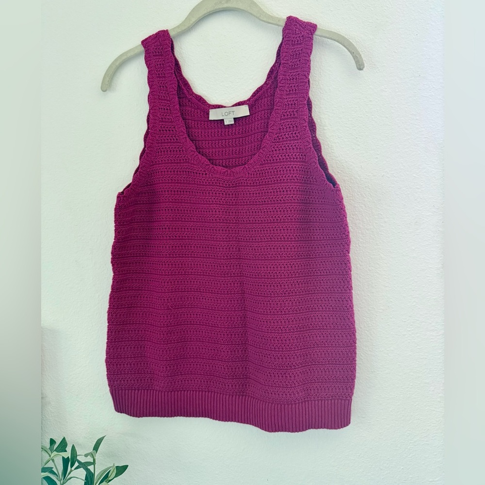 LOFT Crochet Fuschia Sleeveless Top